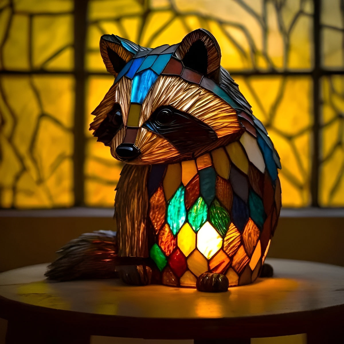 Grisou – Magische wasbeer lamp van gekleurd glas