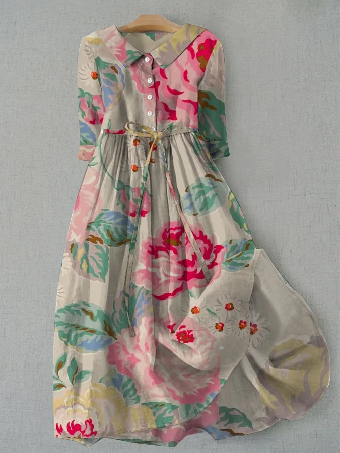 LINA | Elegante jurk met bloemenprint en korte mouwen