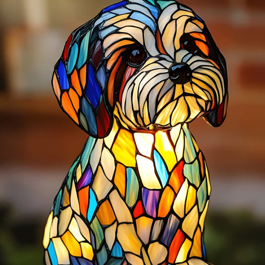 Papouille – Magische hondenlamp van gekleurd glas