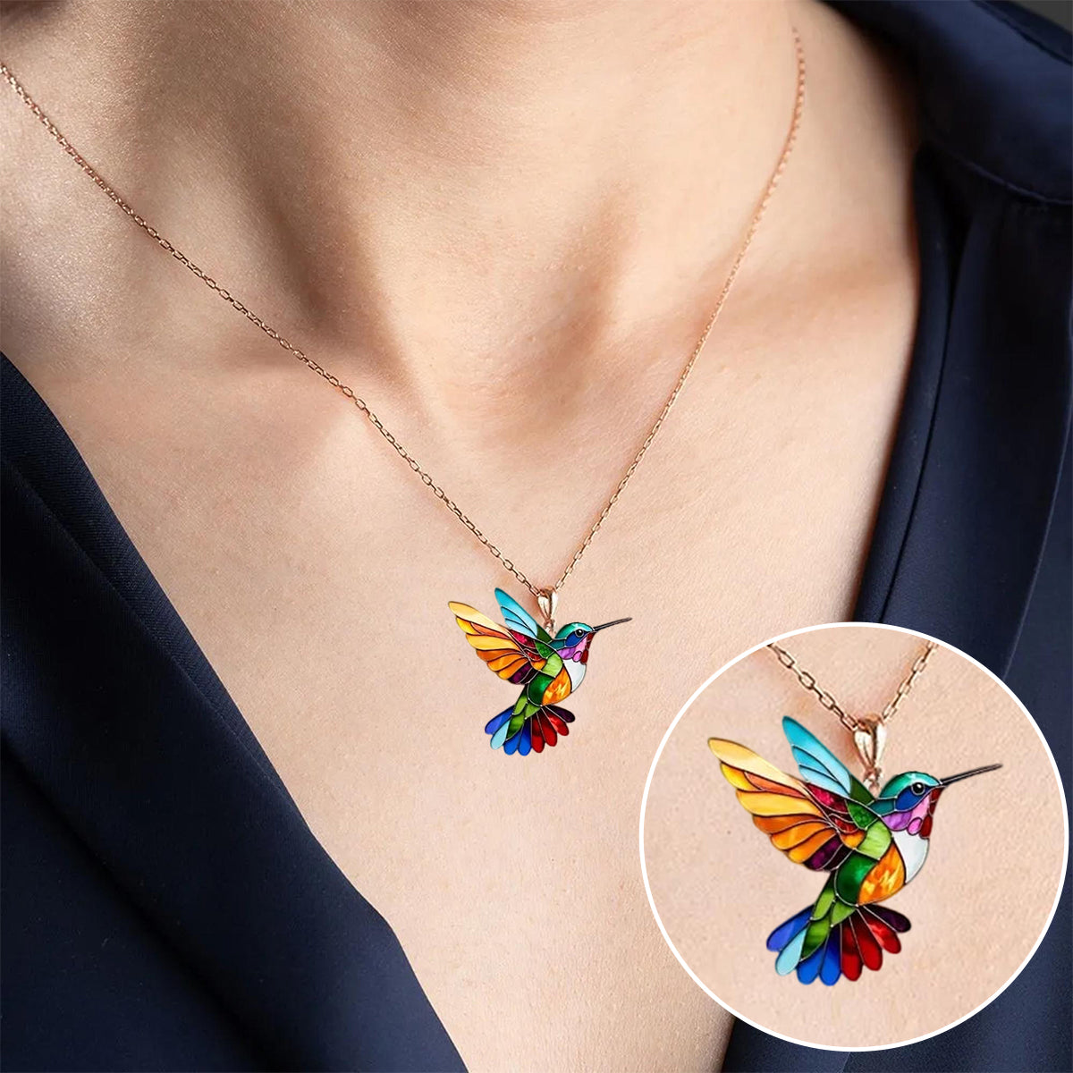 Multicolor kolibrie ketting