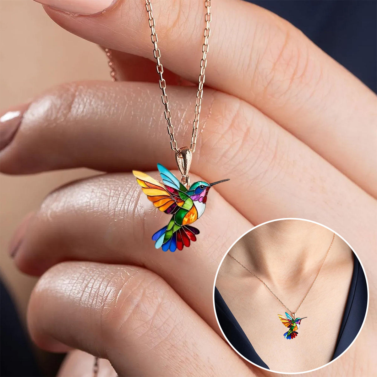 Multicolor kolibrie ketting