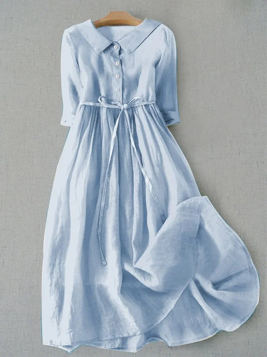 AZULAH | Elegante Jurk met Korte Mouwen en Tailleband