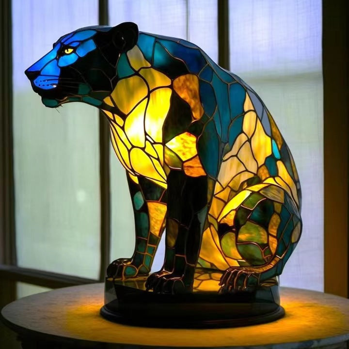 Pataud – Magische panterlamp van gekleurd glas